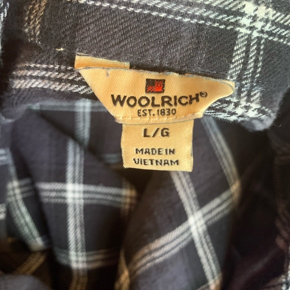 Woolrich Flannel Gray Plaid Button Down Long Sleeve Shirt Size L - Picture 6 of 11